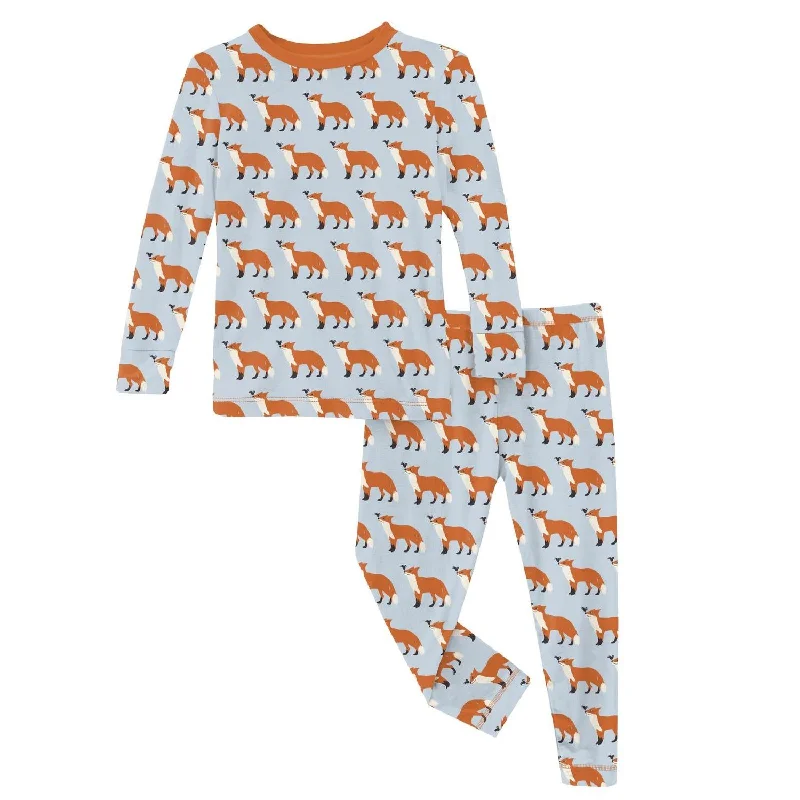 Kids' Long Sleeve Pajama Set In Illusion Blue Fox & The Crow Casual Men's Loose