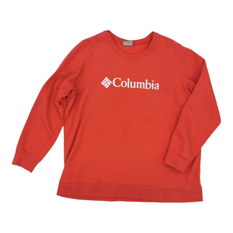 Athletic Sweatshirt Crewneck By Columbia In Orange, Size:1X Unique Men's Upcycled