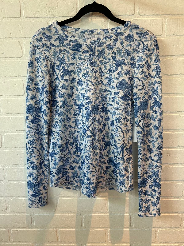 Top Long Sleeve Basic By Lucky Brand In Blue & White, Size: S Tailored