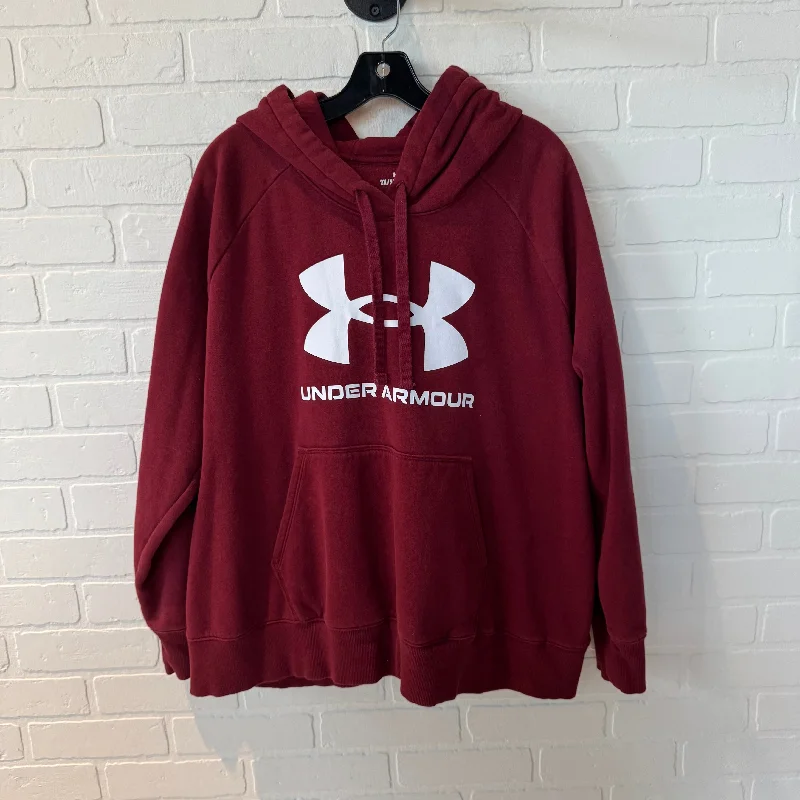 Sweatshirt Hoodie By Under Armour In Red & White, Size: 2x Sporty Men's Athleisure 