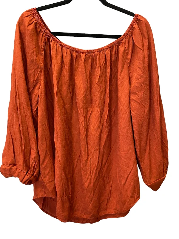 Top 3/4 Sleeve By Banana Republic In Orange, Size: M Stylish Men's Neon