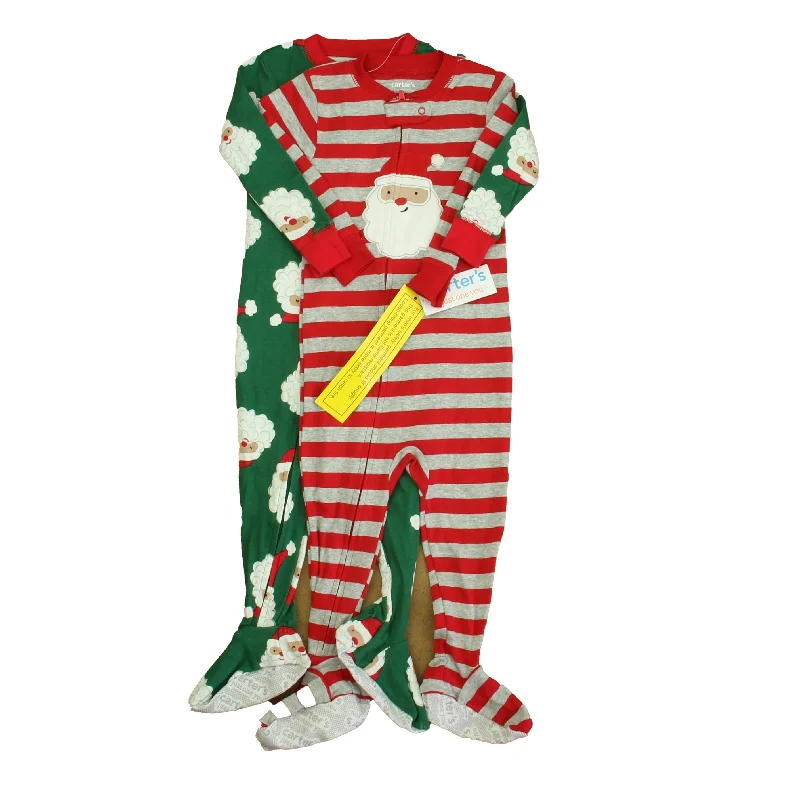 Carter's Unisex Red | Green Santa 1-piece footed Pajamas Cclassic Men's Tweed