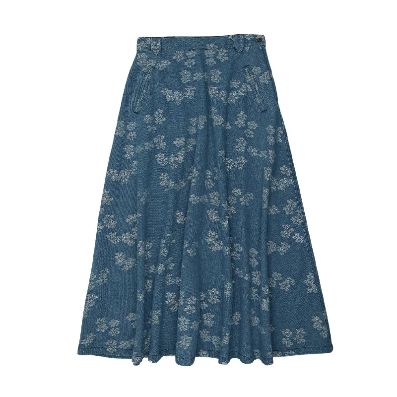 Coco Blanc Floral Denim Skirt Stylish Men's Tropical 