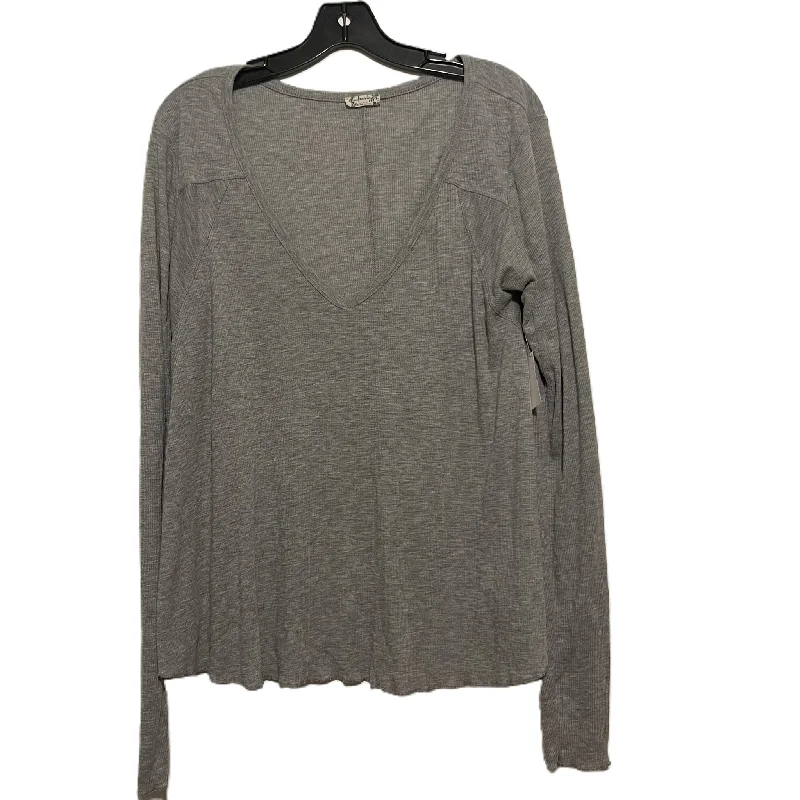 Grey Top Long Sleeve Basic By Free People, Size: L Laid