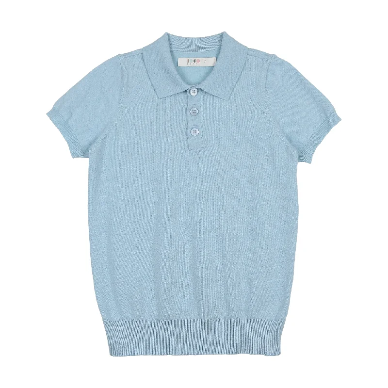 Coco Blanc Boys Knit Polo Pale Blue Gym