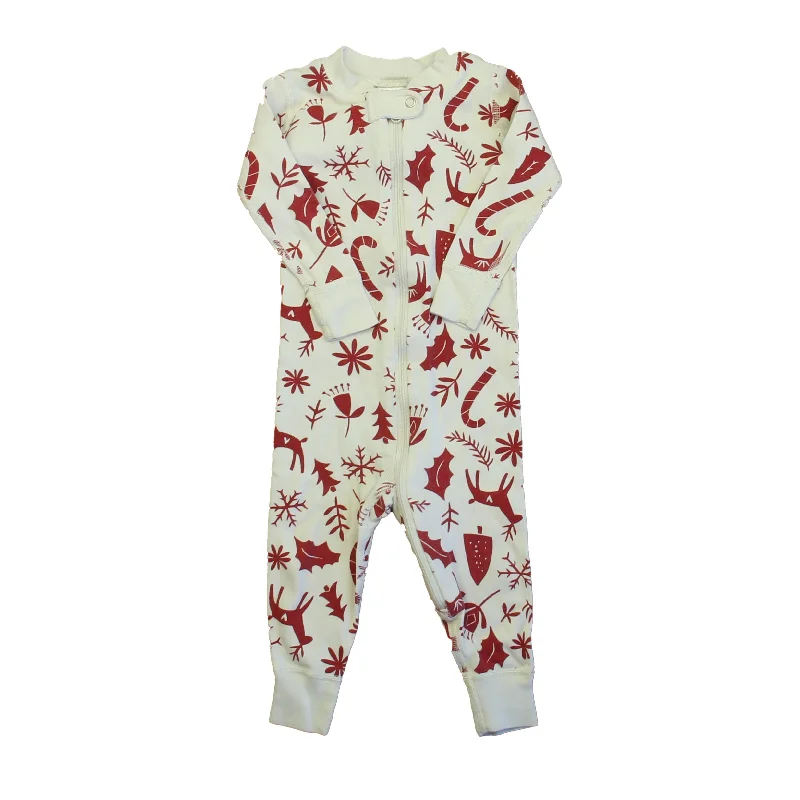 Hanna Andersson Unisex Ivory | Red 1-piece footed Pajamas Bold Men's Statement