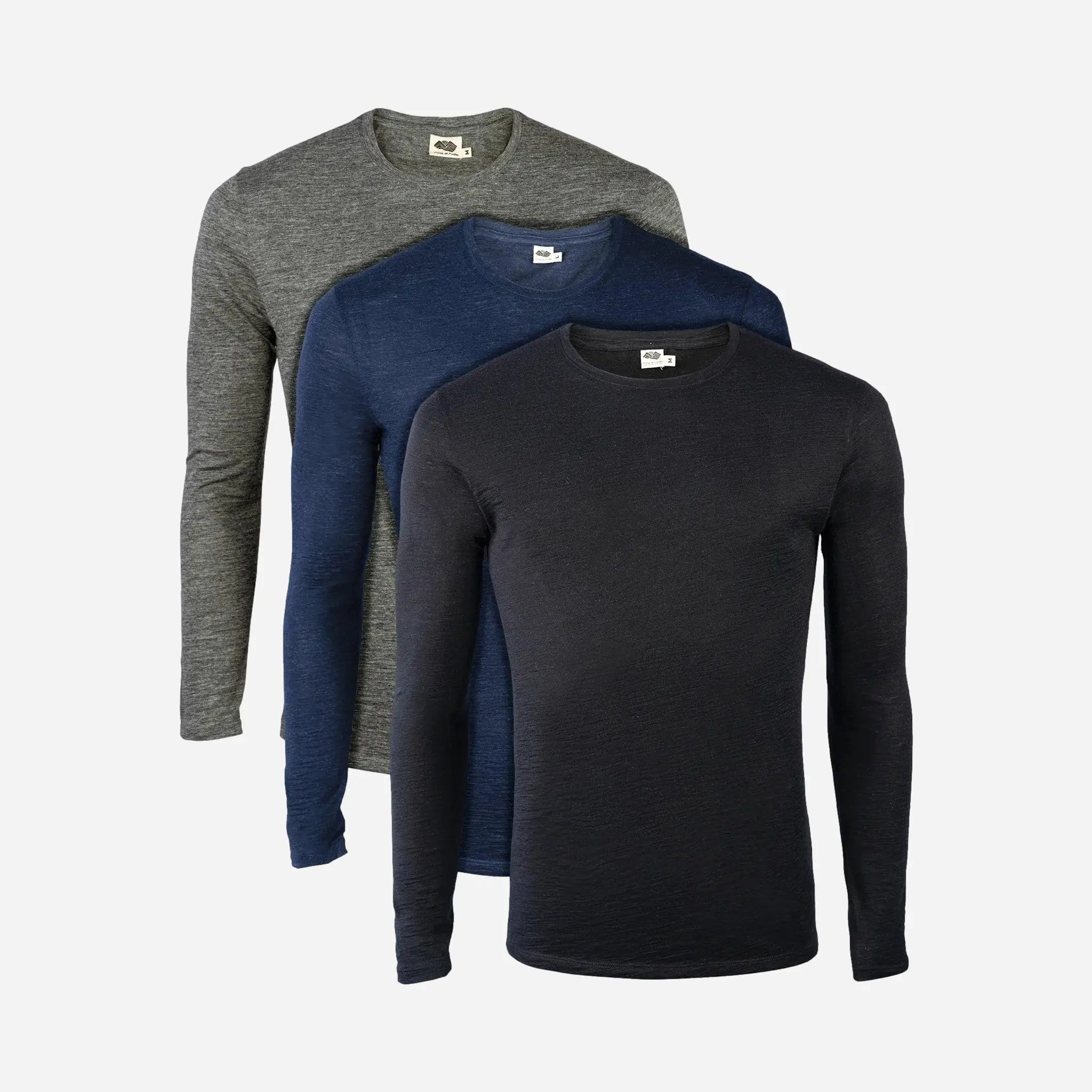 3 Pack Bundle - Men's Alpaca Wool Long Sleeve Shirts: 160 Ultralight Athletic Men's Compression