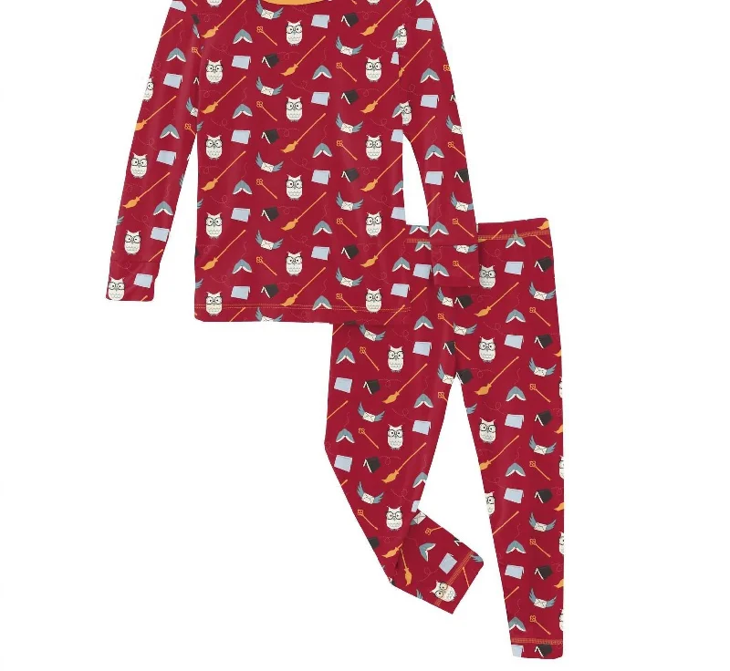 Kids' Long Sleeve Pajama Set In Crimson Magical World Tough Men's Tactical