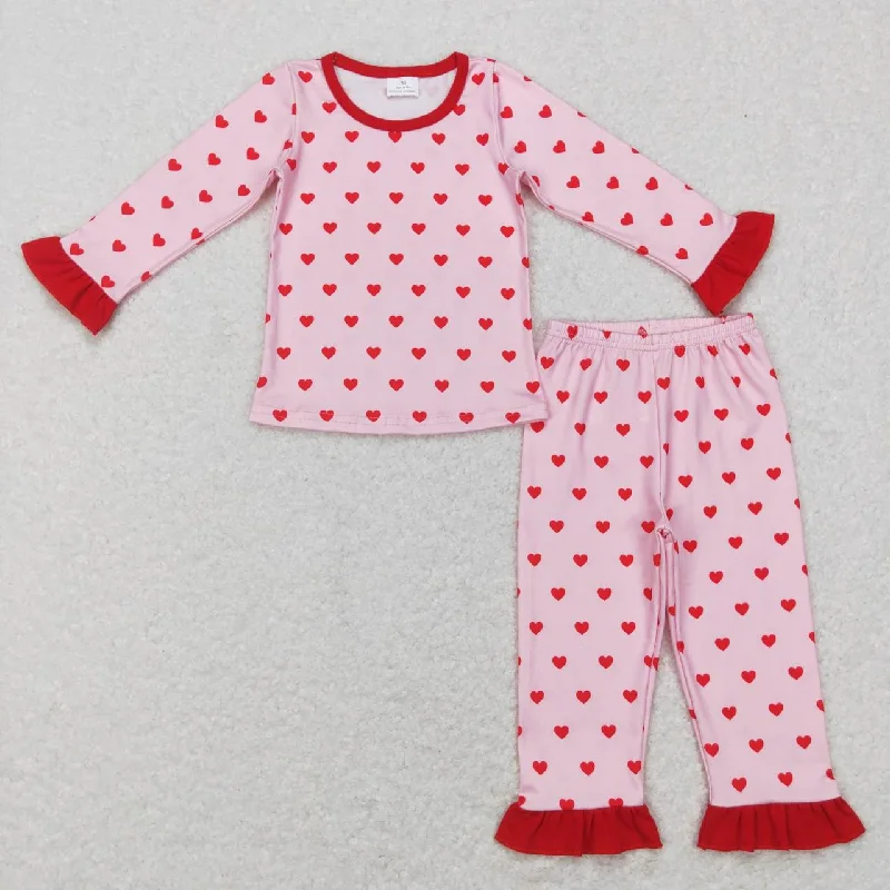 GLP0864  Valentine Pink Love  Girls Long Sleeve Pants Outfits Pajamas Trendy Men's Scandinavian