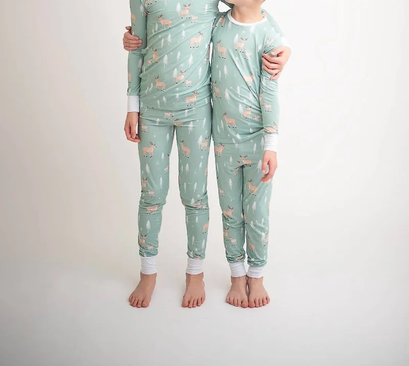 Kids Bamboo Christmas 2-Piece Pajama Set In Green Dapper Men's 1920S