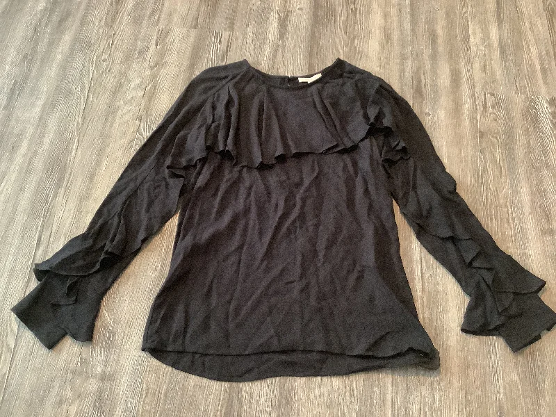 Top Long Sleeve By Ella Moss In Black, Size: Xs Monochromatic Office Style