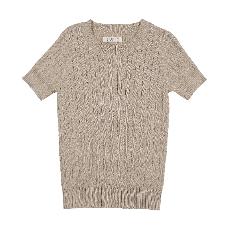 Coco Blanc Cabled Sweater Sand Cool Men's Distressed