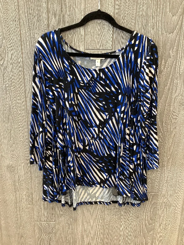 Top Long Sleeve By Dana Buchman In Blue, Size: L Vacation