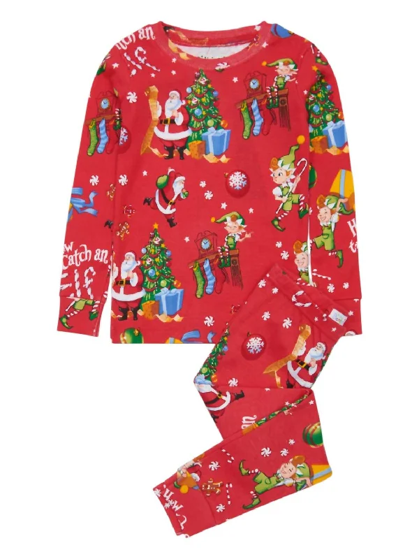 Girls How To Catch An Elf Pajamas In Red Streetwear Style