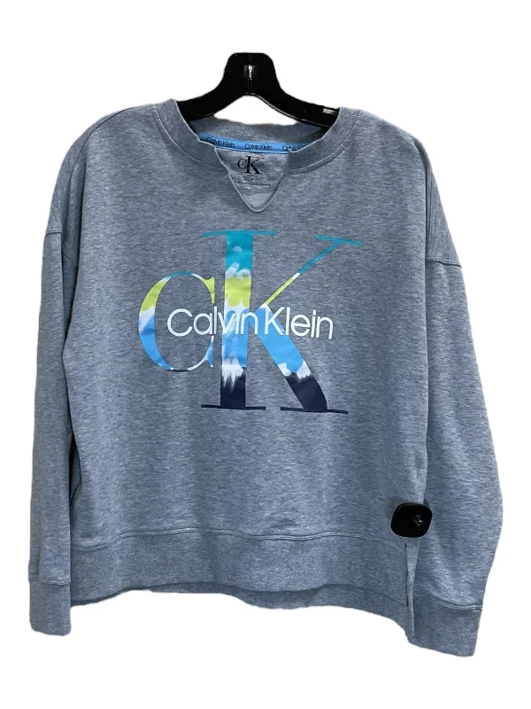 Sweatshirt Crewneck By Calvin Klein In Grey, Size: S Refined Men's Velvet