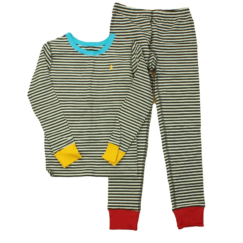 Mightly Unisex Black | White | Stripes | Red | Turquoise | Yellow 2-piece Pajamas Bold Men's Animal