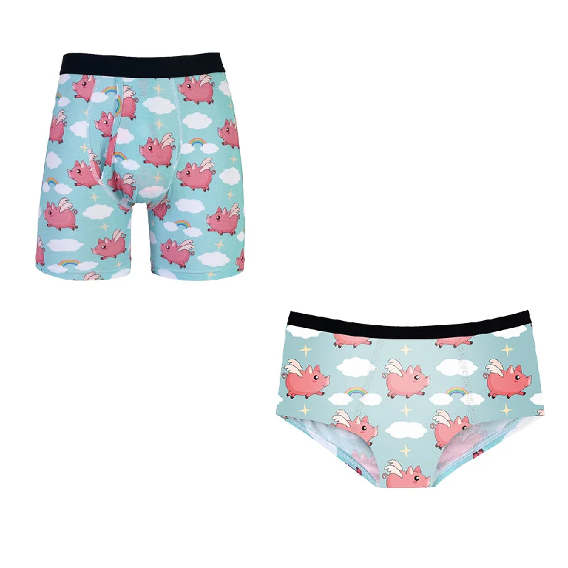 Matching Pairs Cheeky/Boxer - FlyinPigs Polished Men's Silk