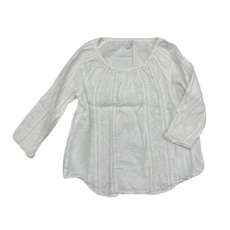 WHITE TOP 3/4 SLEEVE by J. JILL Size:L Monochromatic All