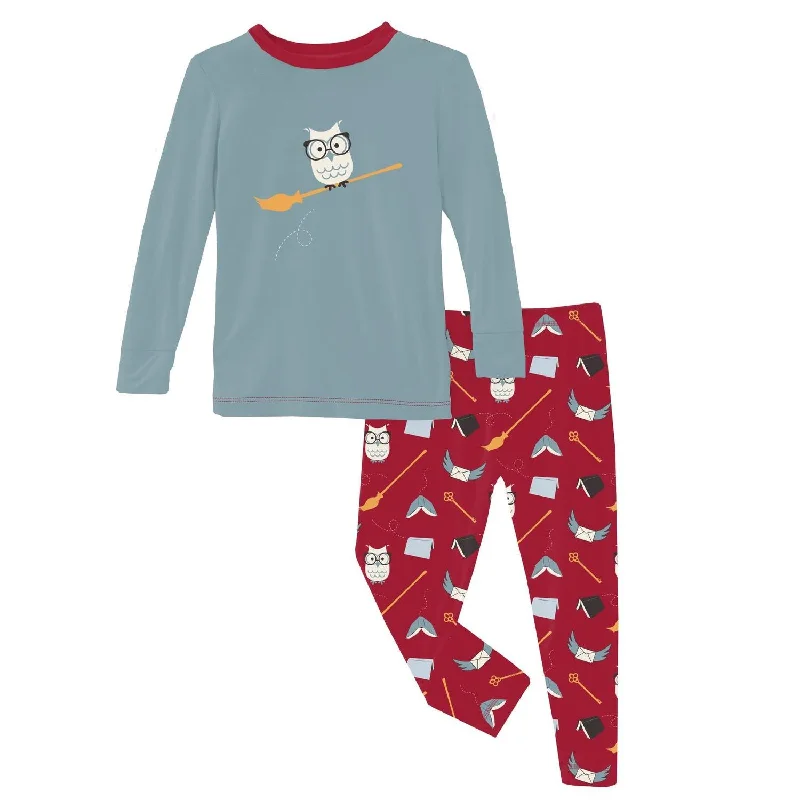 Kids' Graphic Tee Long Sleeve Pajama Set In Crimson Magical World Sharp Men's Italian