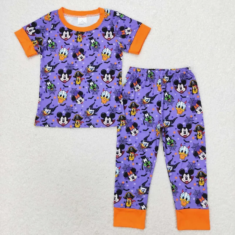 BSPO0434 Halloween Mickey Donald Duck purple orange short sleeve pants pajamas set Classic Men's Pin