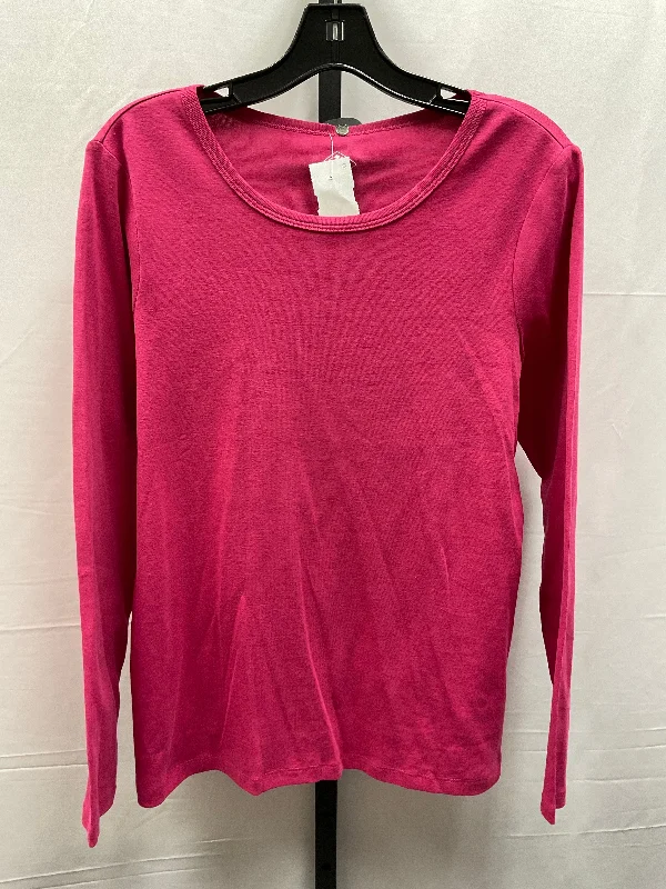 Pink Top Long Sleeve Basic St Johns Bay, Size L Elegant Men's Cashmere