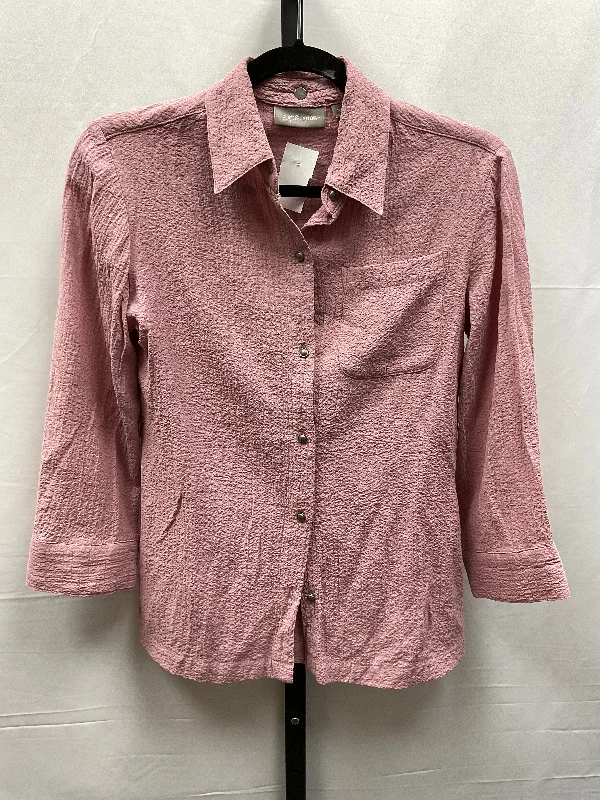 Top Long Sleeve By Croft And Barrow In Pink, Size: Petite   S Practical Men's Quick