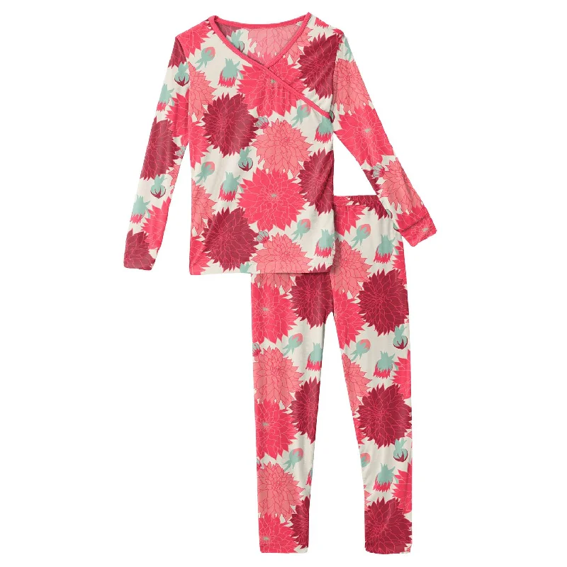 Kid's Kimono Pajama Set In Natural Dahlia Traditional Men's Country