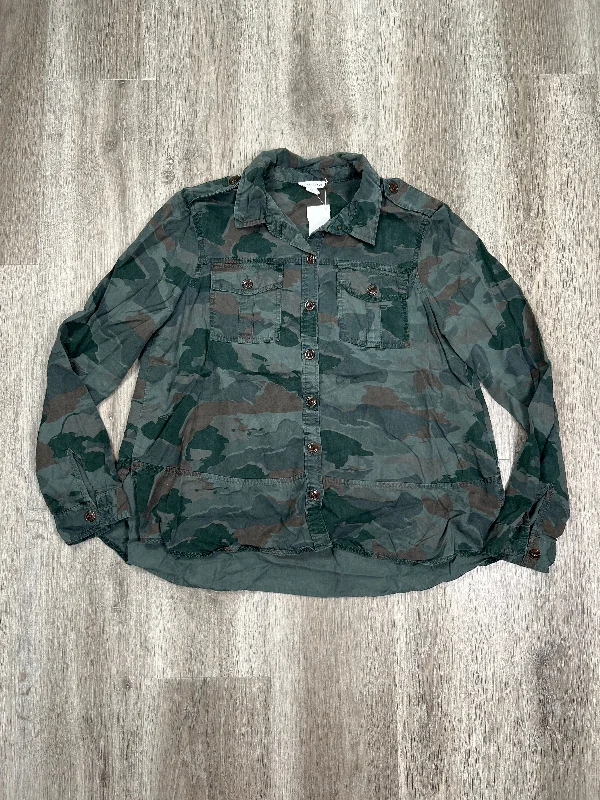 Camouflage Print Top Long Sleeve Tribal, Size S Unique Men's Upcycled