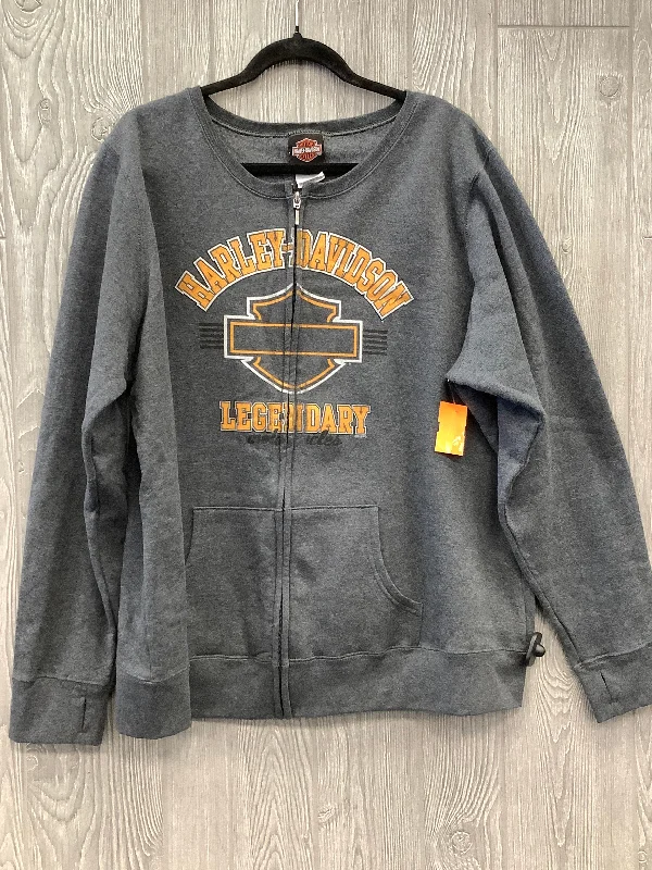 Sweatshirt Crewneck By Harley Davidson In Grey, Size: 1x Elegant Men's Formal 