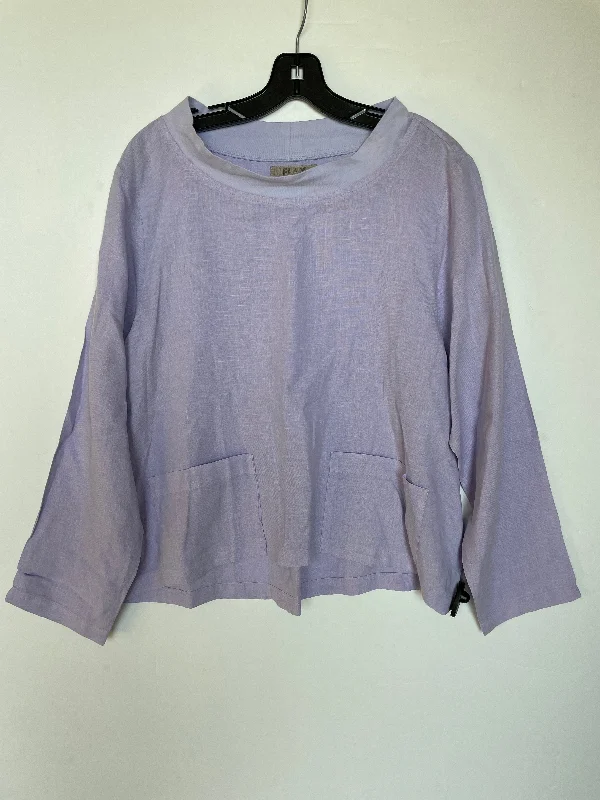 Purple Linen Top Long Sleeve Flax, Size S Luxurious Men's High