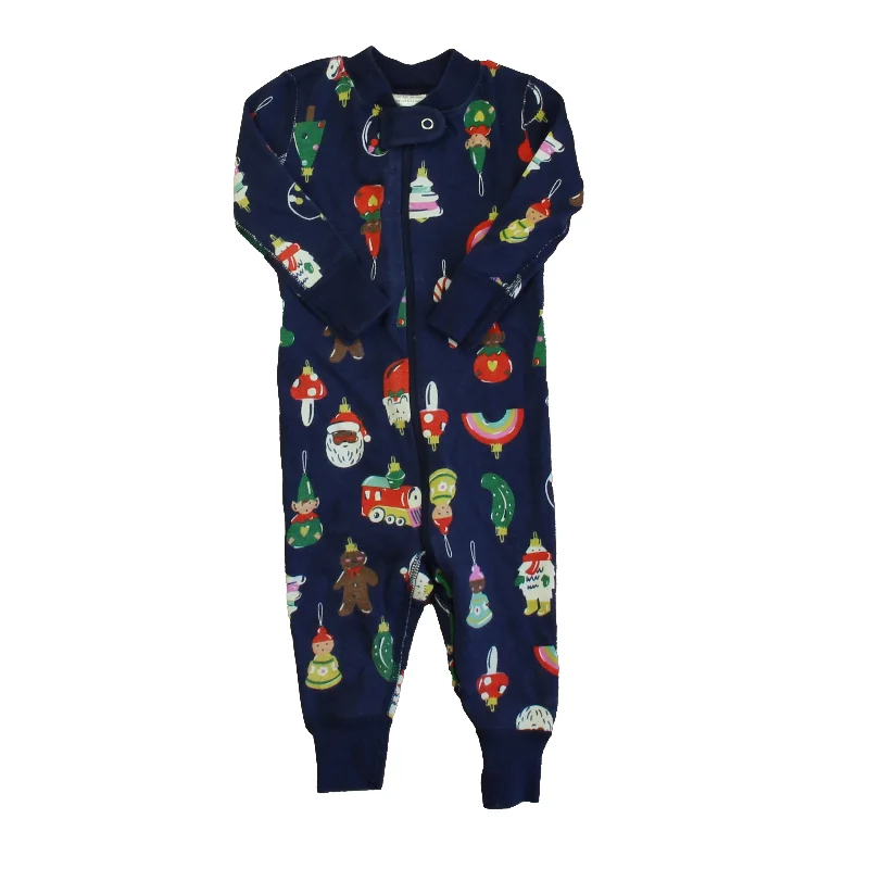 Pre-owned - Fair: Hanna Andersson Unisex Navy Christmas 1-piece Non-footed Pajamas Confident Men's High