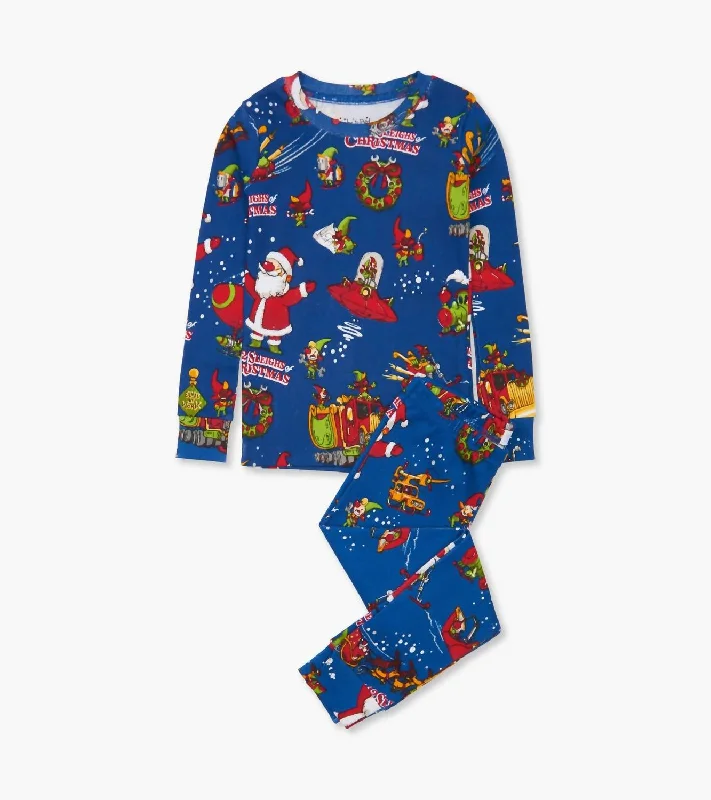 Boy's 12 Sleighs Of Christmas Pajamas In Blue Edgy Men's Punk