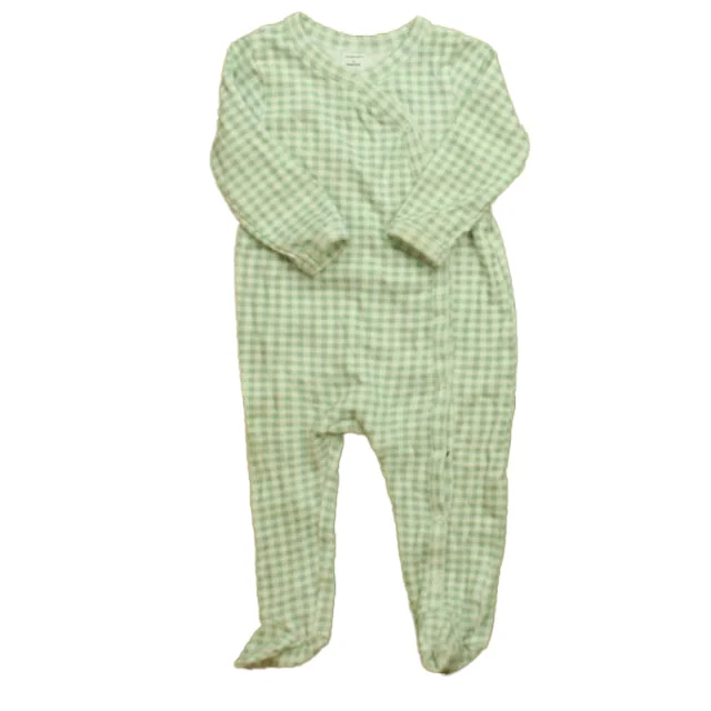 Nordstrom Boys Green Check 1-piece footed Pajamas Organic