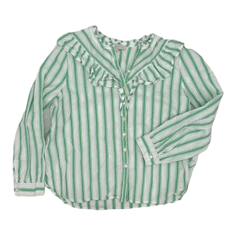 GREEN & WHITE TOP LS by LOFT Size:L Modern Men's 