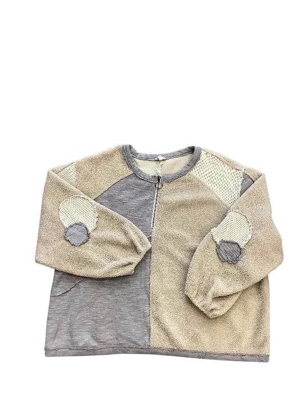 Sweatshirt Crewneck By Pol In Grey & Tan, Size: L Trendy Men's Oversized