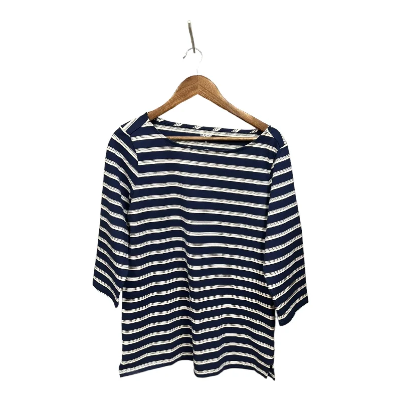 Striped Pattern Top 3/4 Sleeve Basic Lands End, Size M Organic