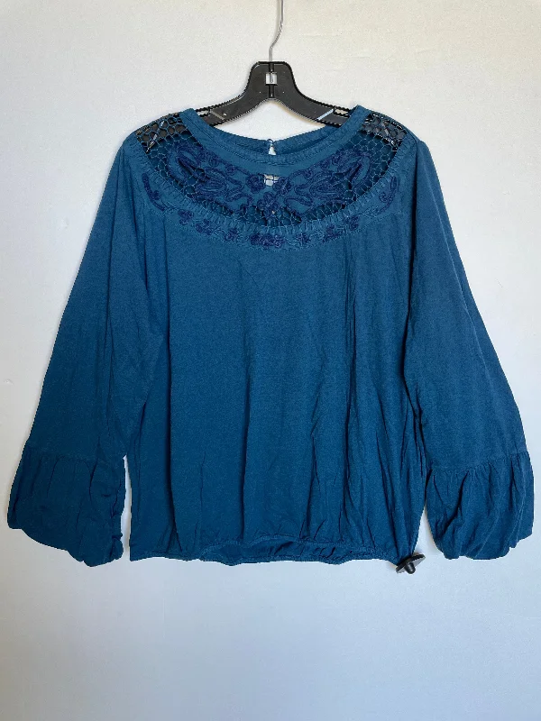 Top Long Sleeve By Soft Surroundings In Teal, Size: Xl Casual Men's Japanese 