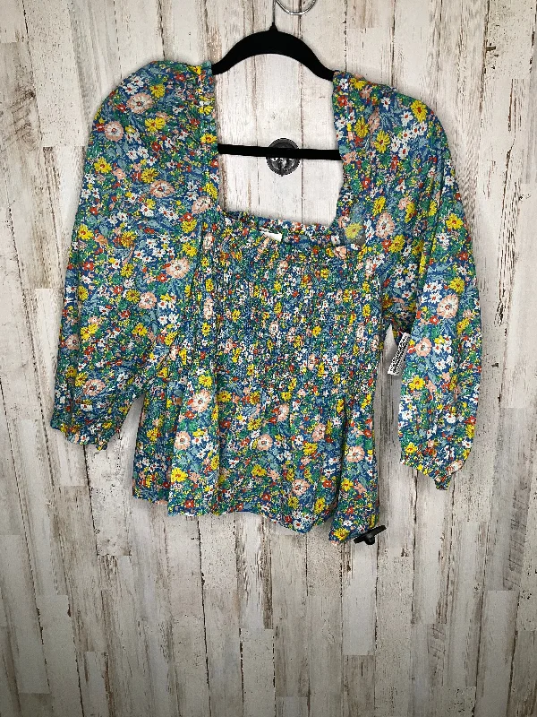 Floral Print Top Long Sleeve Birds Of Paradis By Trovata, Size L Beach