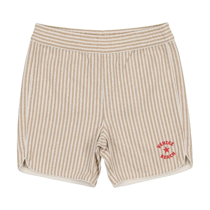 Coco Blanc Striped Biker Shorts Tan Striped Adventure