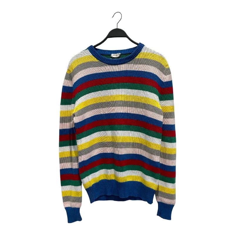 SAINT LAURENT/Sweater/L/Stripe/Cotton/MLT/Rainbow Striped Knit Adventure