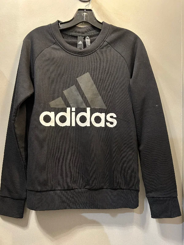 Athletic Sweatshirt Crewneck By Adidas In Black & White, Size: S Tailored