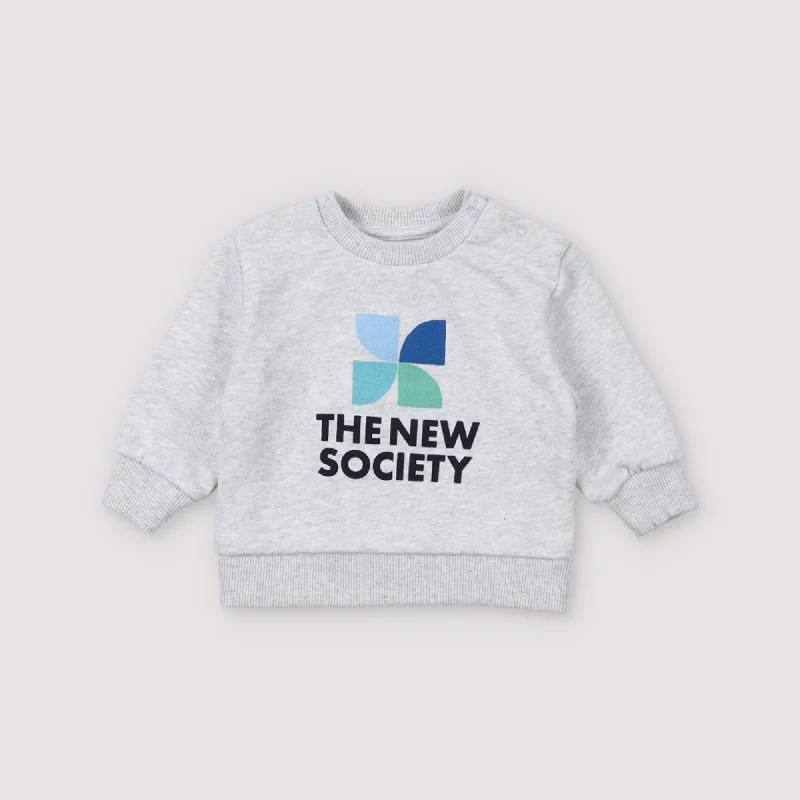 The New Society Mykonos Baby Sweatshirt Grey Melange Preppy Men's College