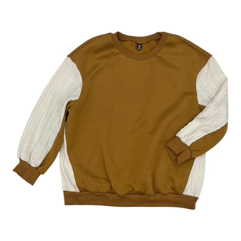 Sweatshirt Crewneck By Shein In Brown, Size:2X Relaxed Men's Beach