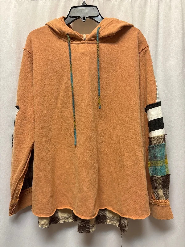 Sweatshirt Hoodie By Easel In Orange, Size: 2x Laid