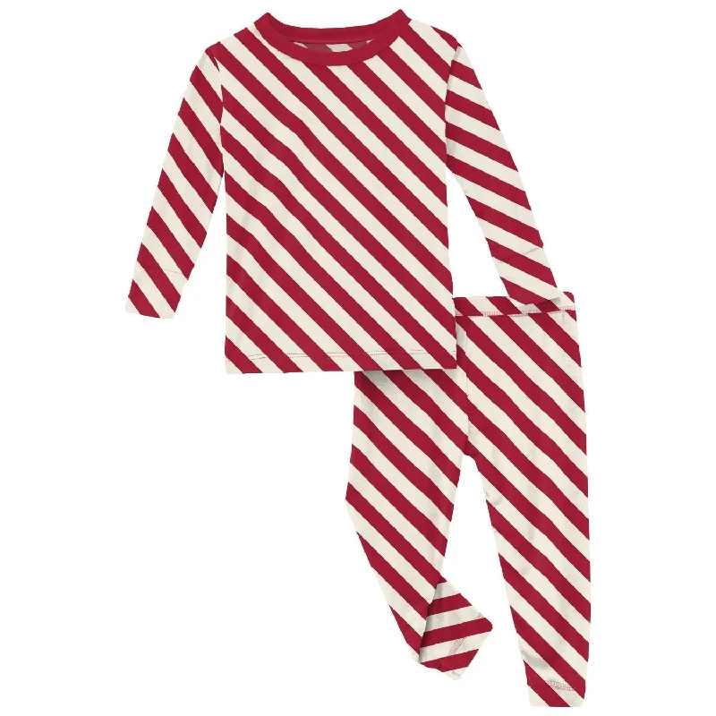 Kids' Print Long Sleeve Pajama Set In Candy Cane Twist Refined Men's Classic 