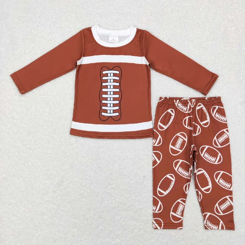 BLP0426 Brown Football Boys Long Sleeve Pants Outfits Pajamas Practical Men's Quick