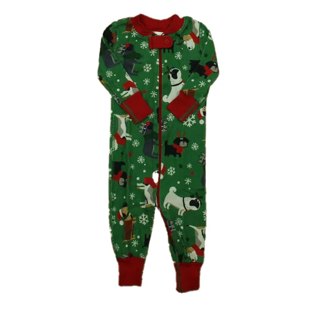 Hanna Andersson Boys Green Christmas Dogs 1-piece Non-footed Pajamas Monochromatic All