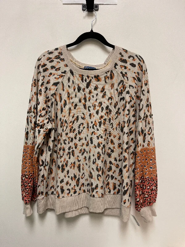 Sweatshirt Crewneck By Democracy In Animal Print, Size: 1x Tailored