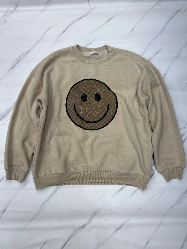 Sweatshirt Crewneck By Pink Lily In Tan, Size: M Artistic Men's Hand