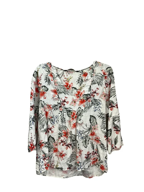 Top 3/4 Sleeve By Zara Basic In Floral Print, Size: S Youthful Men's Pop